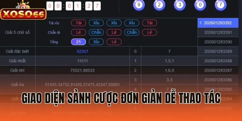Giao diện sảnh cược đơn giản dễ thao tác